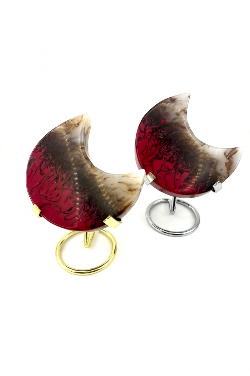 Chicken Blood Moon Carvings with Free Holders 4.02"