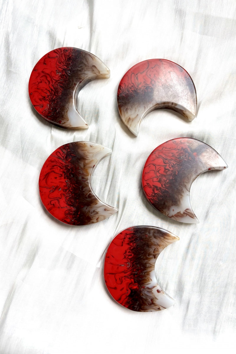 Chicken Blood Moon Carvings with Free Holders 4.02"