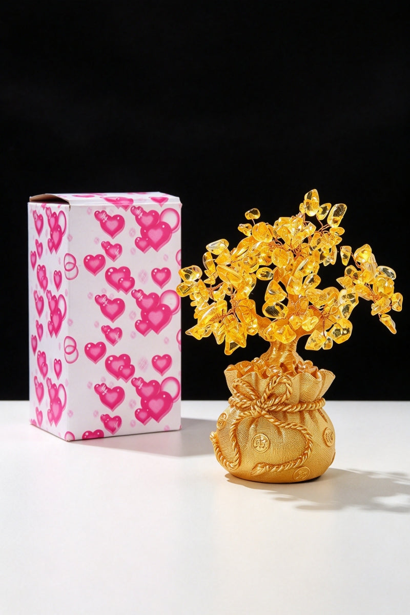Citrine Money Tree Carvings Home Decor 6.29"