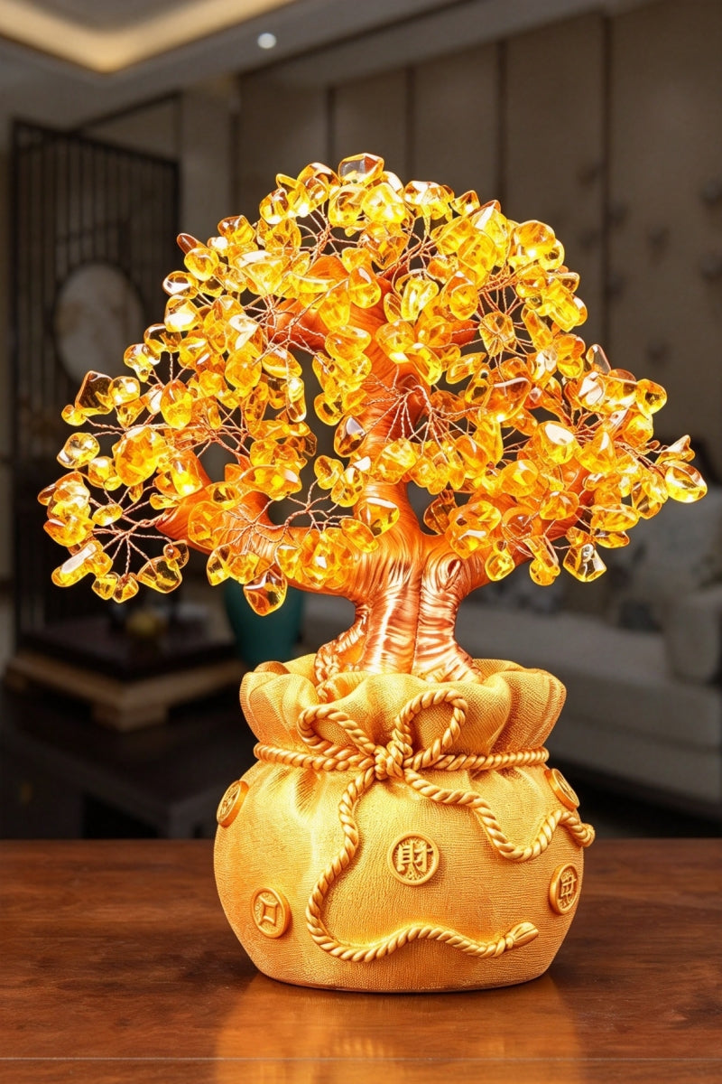 Citrine Money Tree Wealth-Attracting Ornament 6.29"