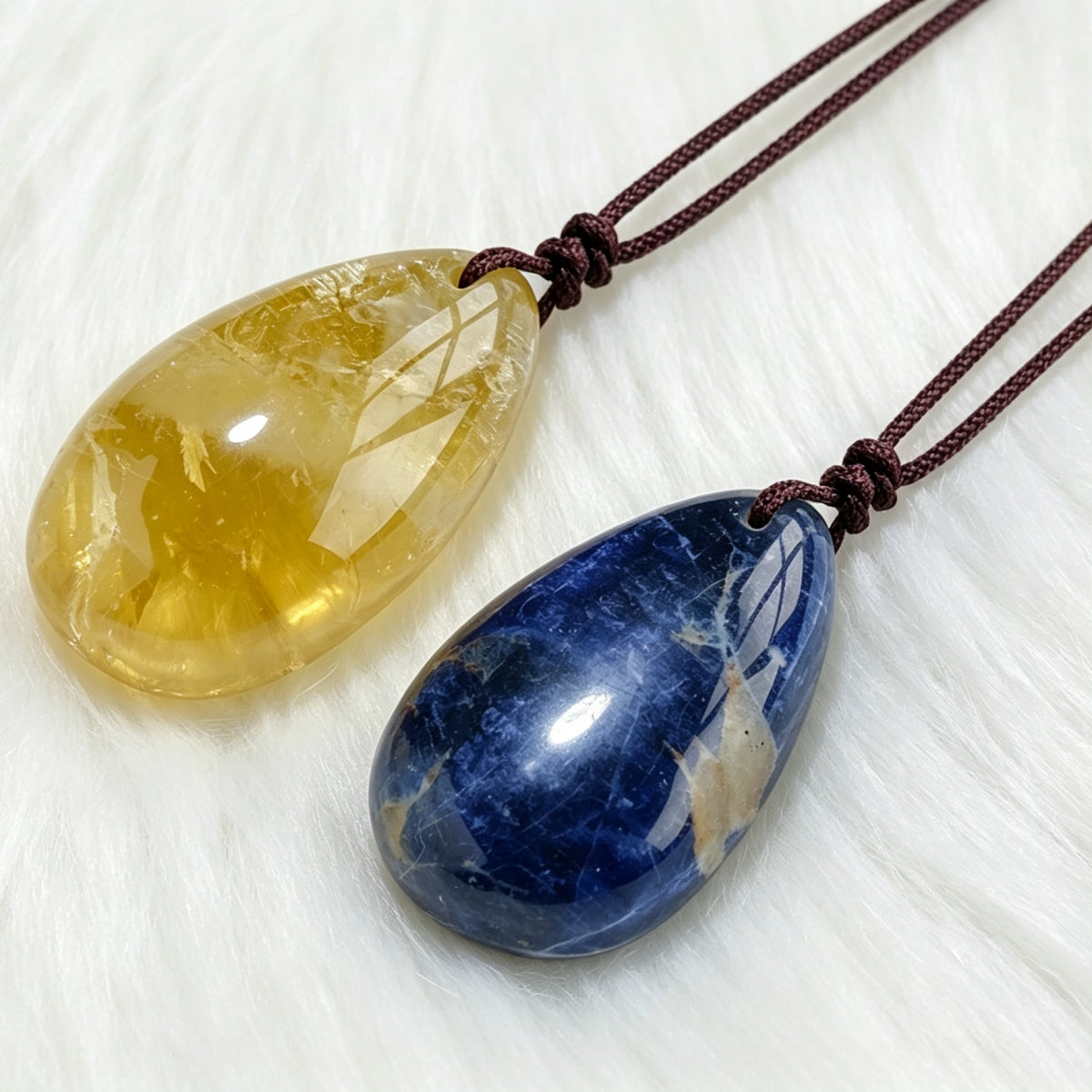 Citrine Sodalite Crystal Teardrop Pendant