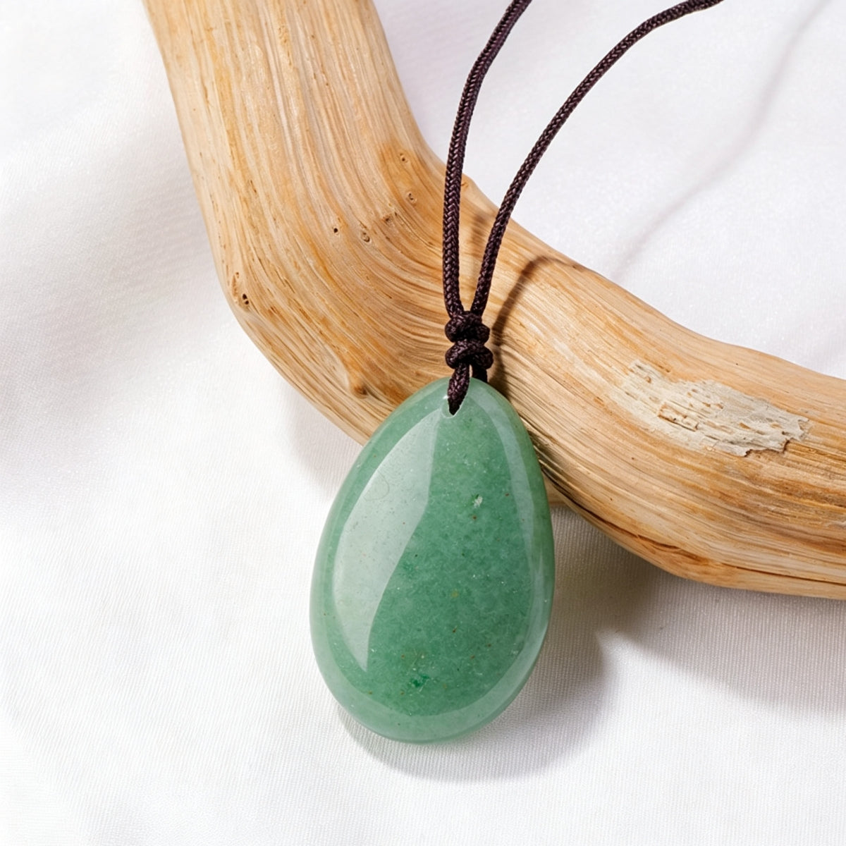 Clear Quartz Green Aventurine Crystal Teardrop Pendant