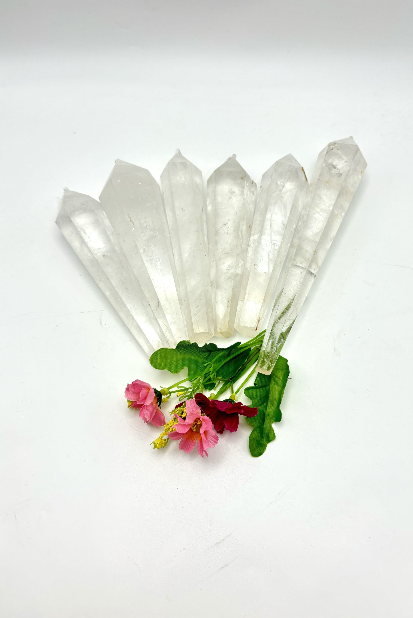 Clear Quartz Wands with Free Holders 1 Piece