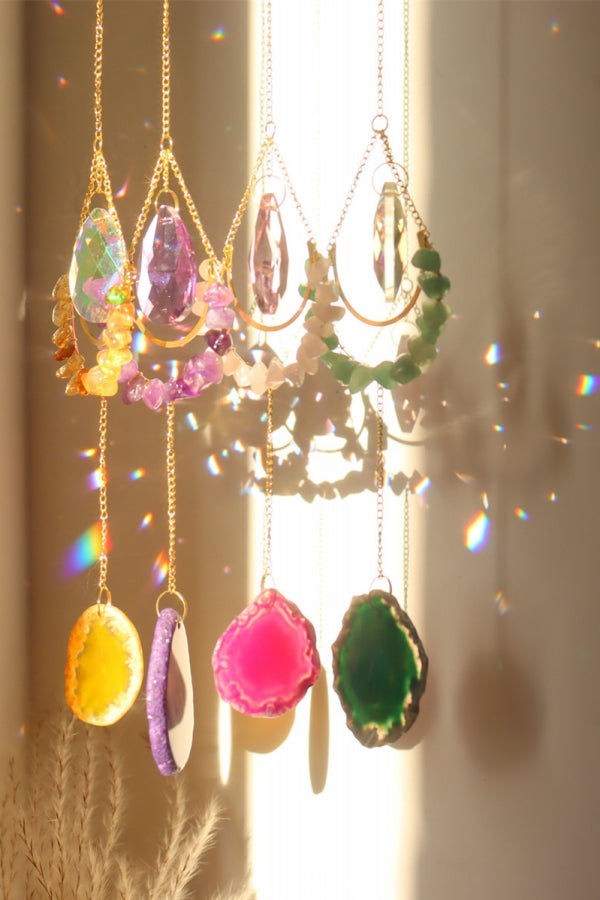 Crystal Agate Slice Sun Catcher Rainbow Maker Car Hanger