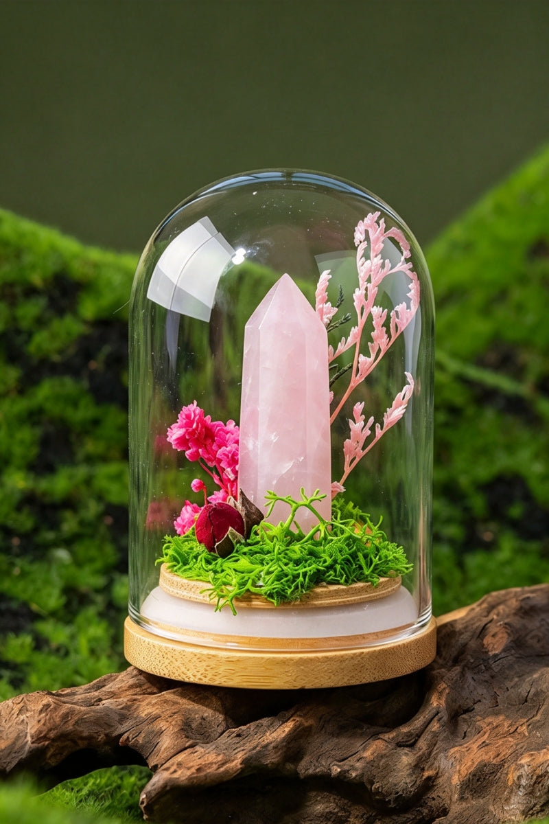 Crystal Column DIY Eternal Flowers Glass Dome Ornament 2.76"