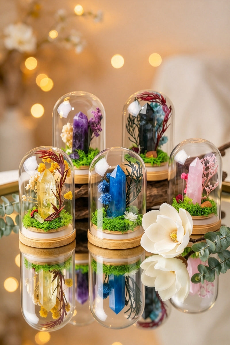 Crystal Column DIY Eternal Flowers Glass Dome Ornament 2.76"