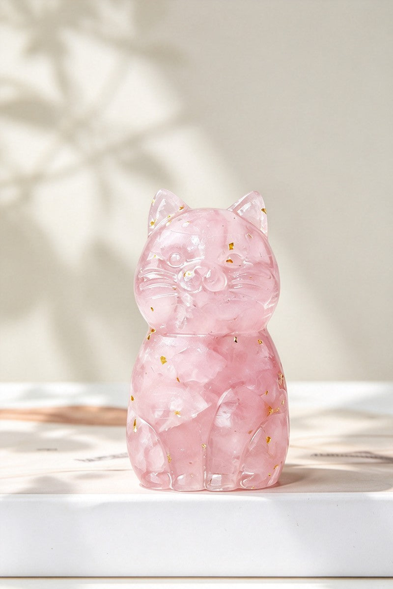 Crystal Crush Resin Kitten Carvings Home Decor 1.69"