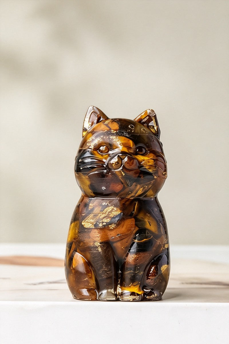 Crystal Crush Resin Kitten Carvings Home Decor 1.69"