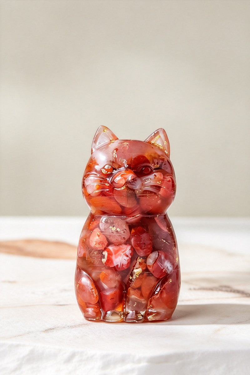 Crystal Crush Resin Kitten Carvings Home Decor 1.69"
