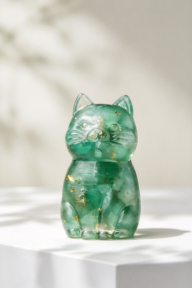 Crystal Crush Resin Kitten Carvings Home Decor 1.69"