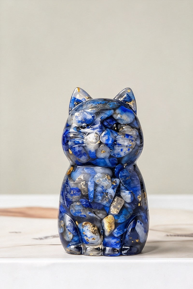 Crystal Crush Resin Kitten Carvings Home Decor 1.69"