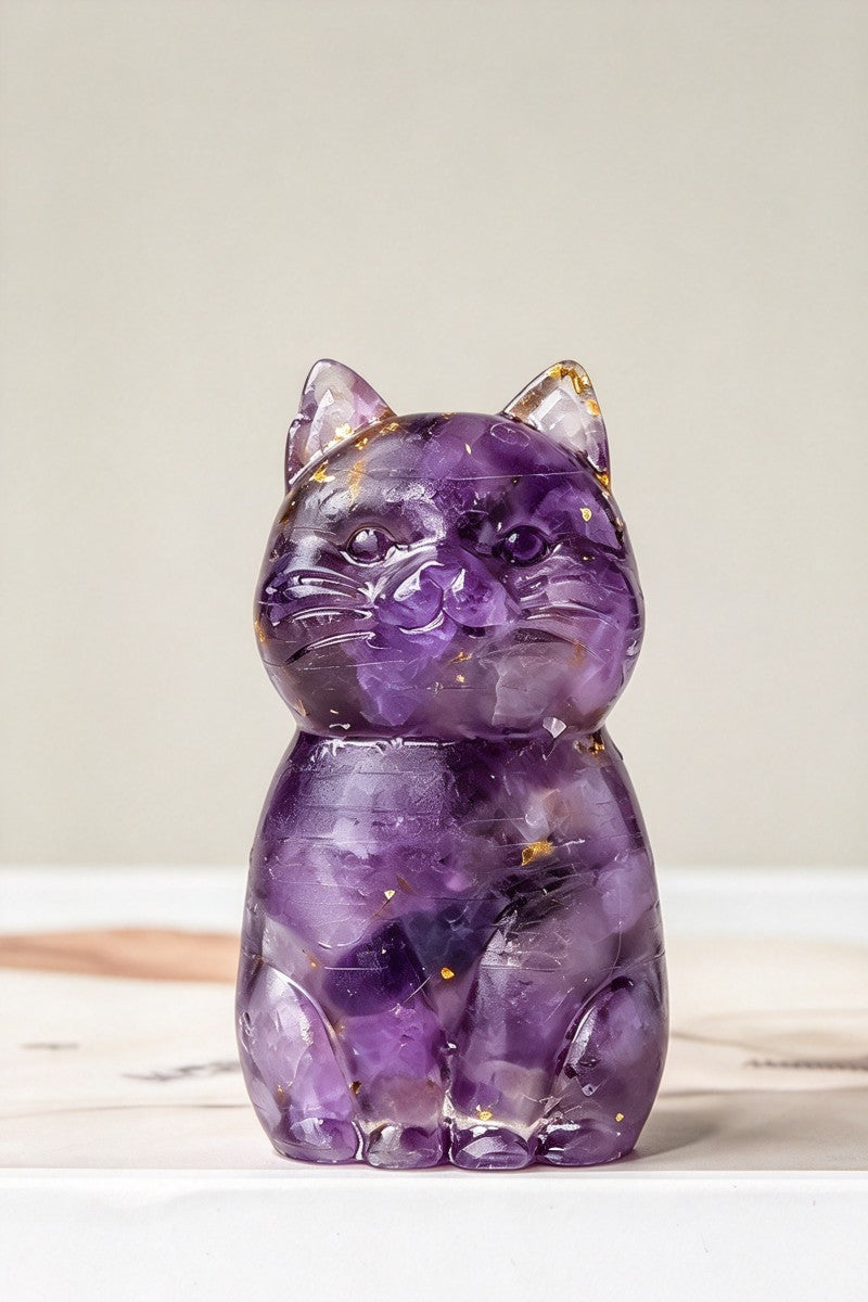 Crystal Crush Resin Kitten Carvings Home Decor 1.69"