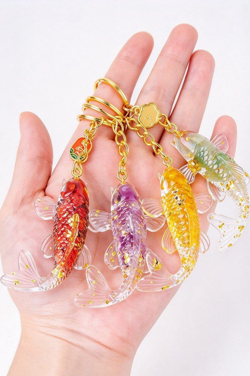 Crystal Crush Resin Koi Fish Keychain
