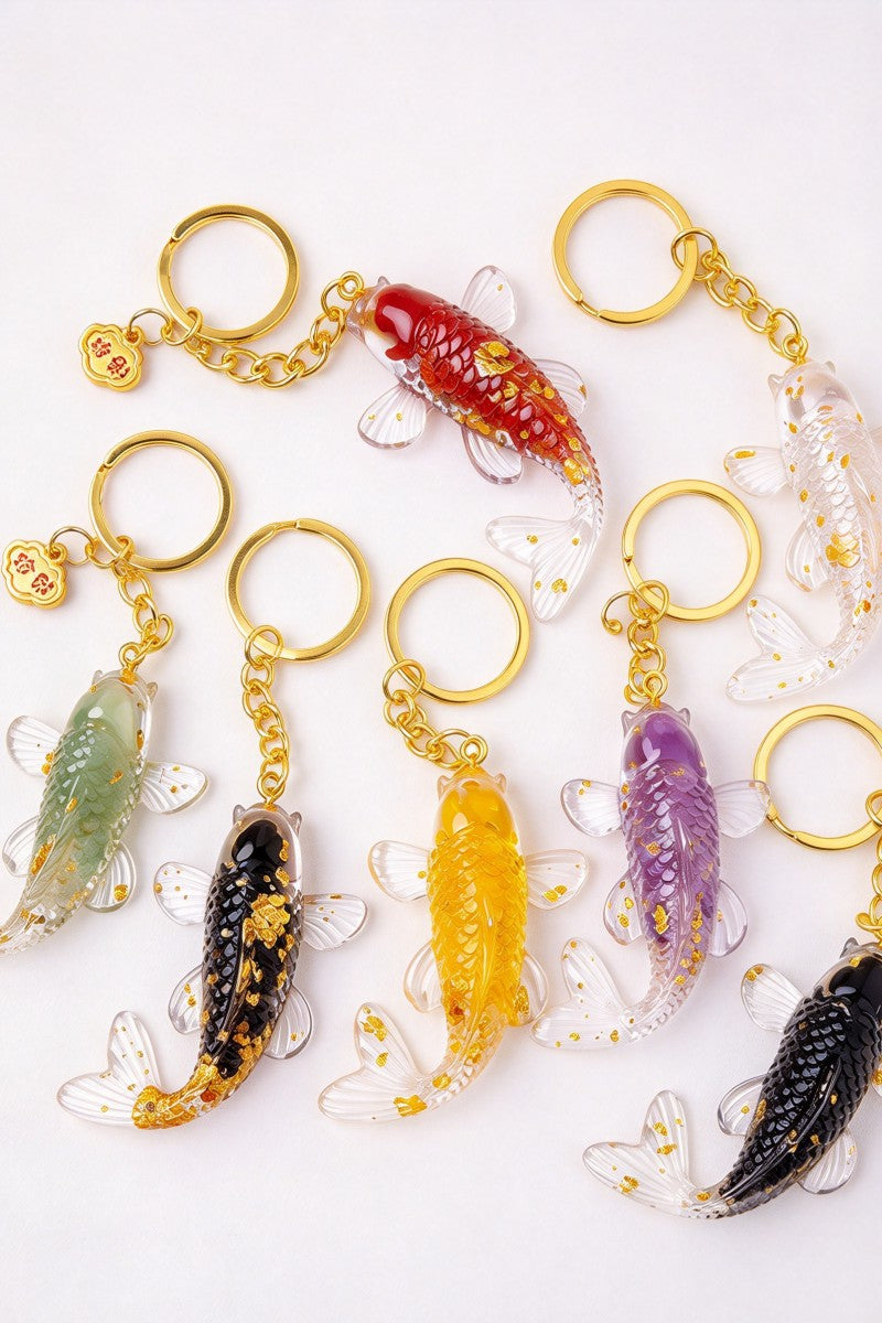 Crystal Crush Resin Koi Fish Keychain