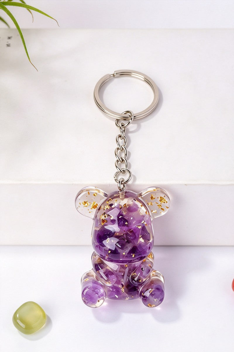 Crystal Crushed Stone Bear Keychain Bag Charm
