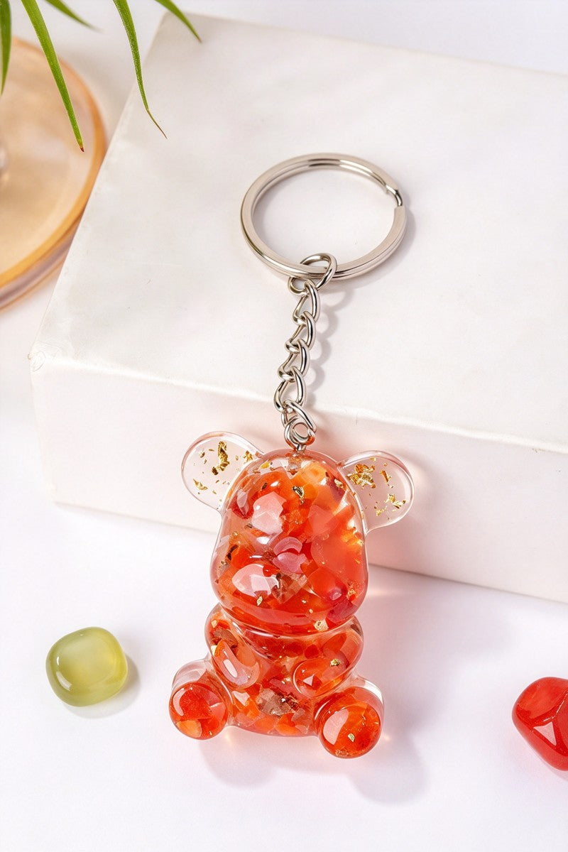 Crystal Crushed Stone Bear Keychain Bag Charm