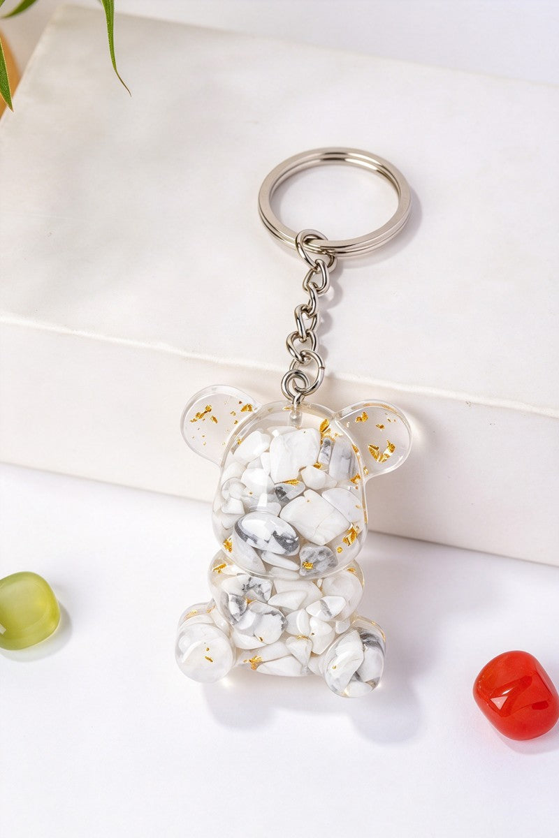 Crystal Crushed Stone Bear Keychain Bag Charm