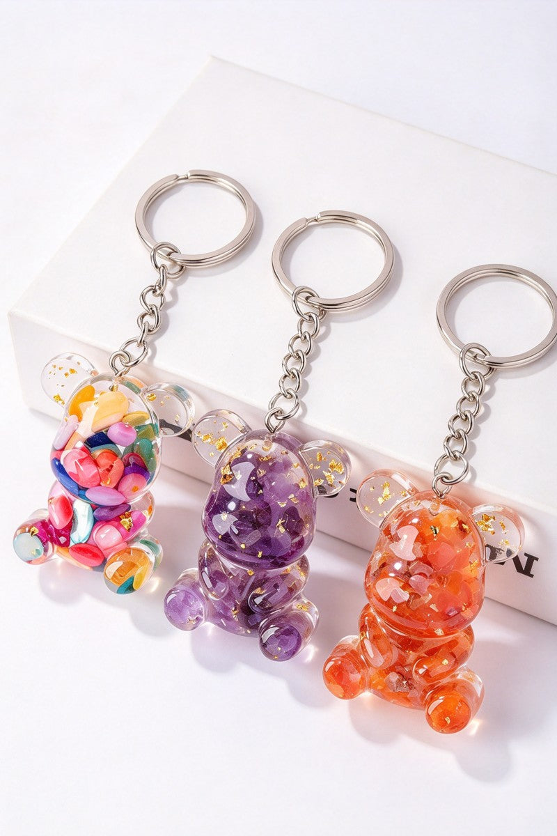 Crystal Crushed Stone Bear Keychain Bag Charm