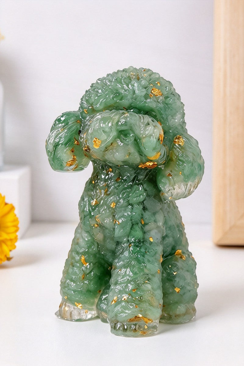 Crystal Crushed Teddy Dog Carvings 3.94"