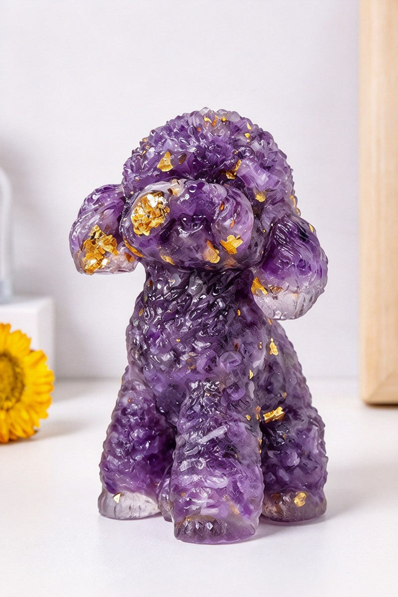 Crystal Crushed Teddy Dog Carvings 3.94"