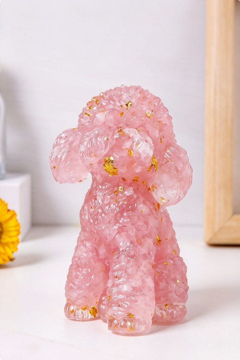 Crystal Crushed Teddy Dog Carvings 3.94"
