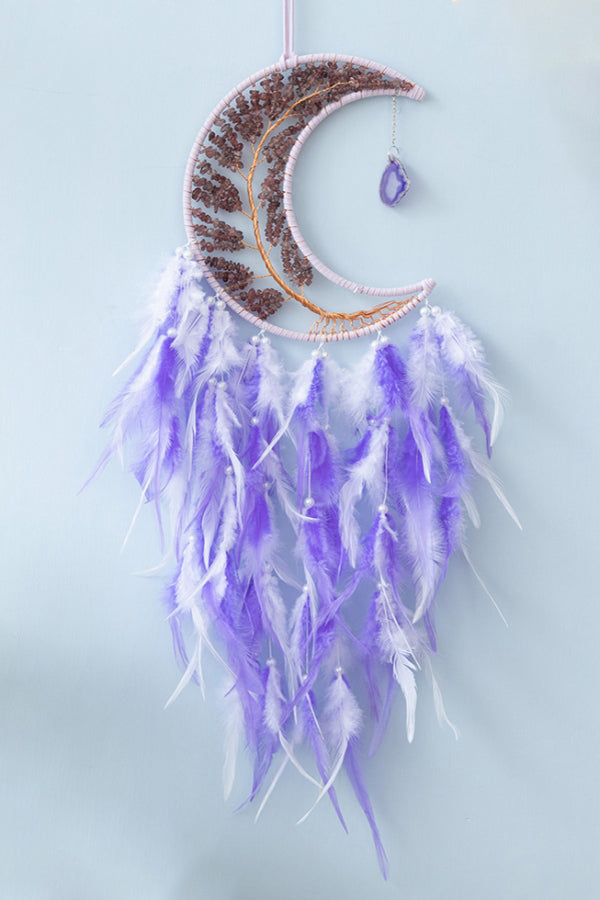 Crystal Dream Catcher with Feathers Pendant Strawberry Quartz Tree of Life Dreamcatchers