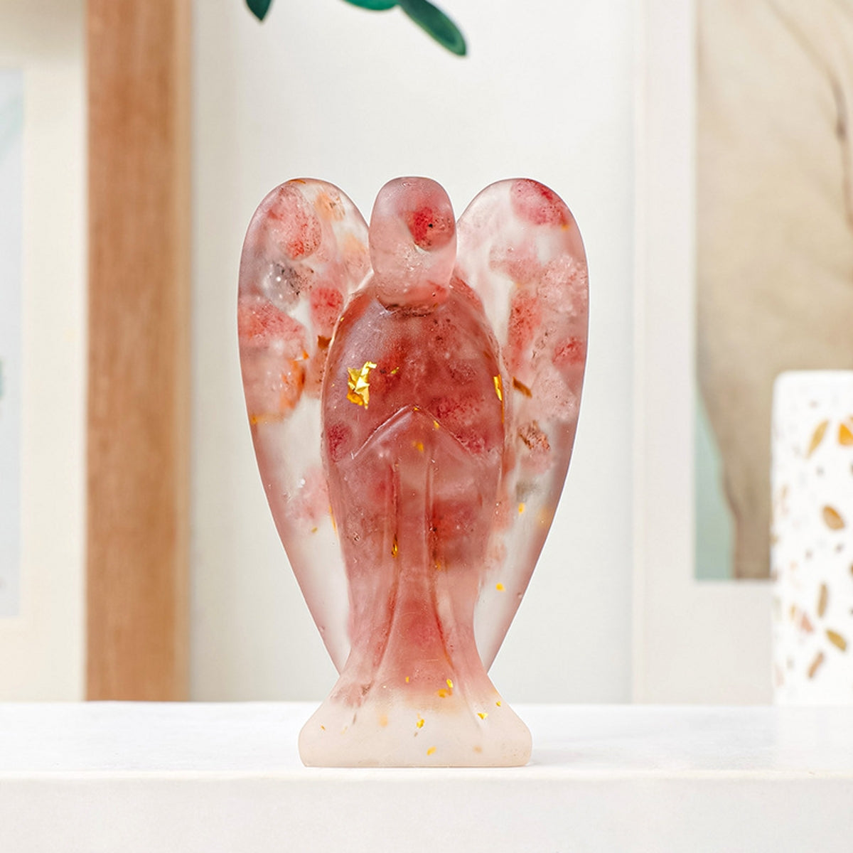 Crystal Epoxy Resin Angel Ornament Carvings 3.07"