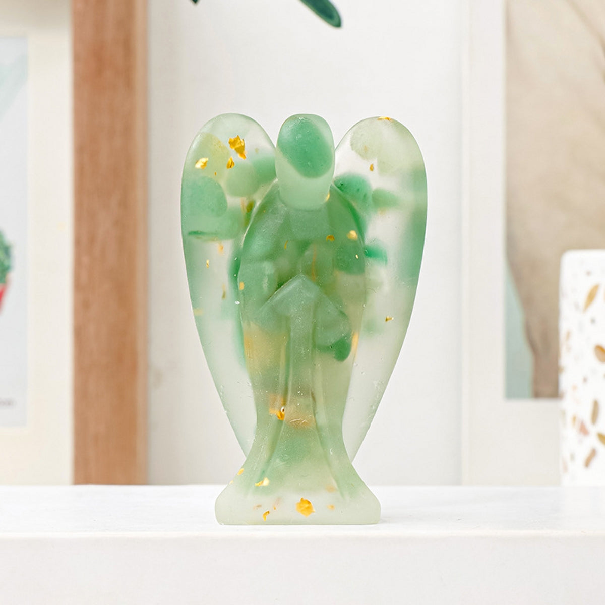 Crystal Epoxy Resin Angel Ornament Carvings 3.07"