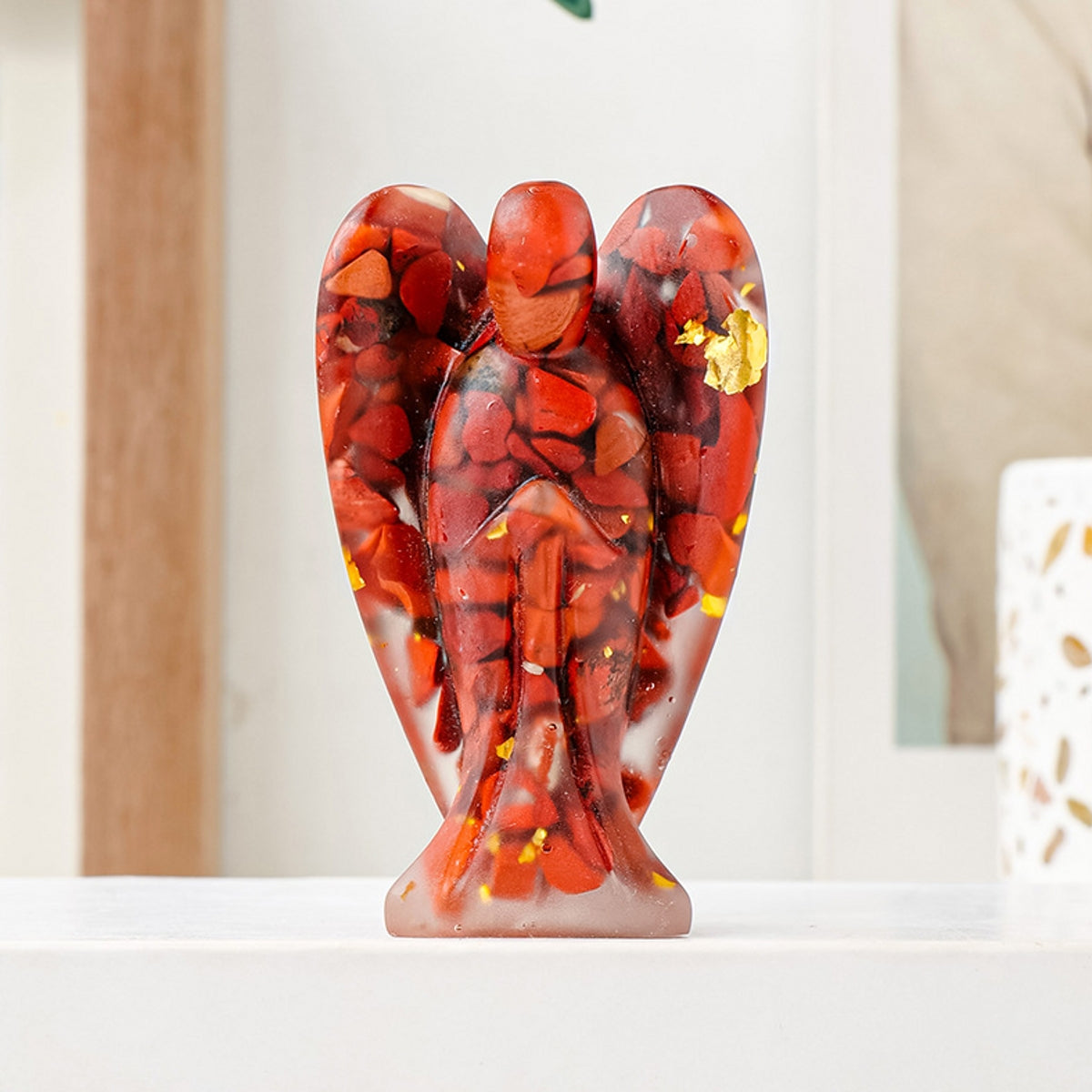 Crystal Epoxy Resin Angel Ornament Carvings 3.07"