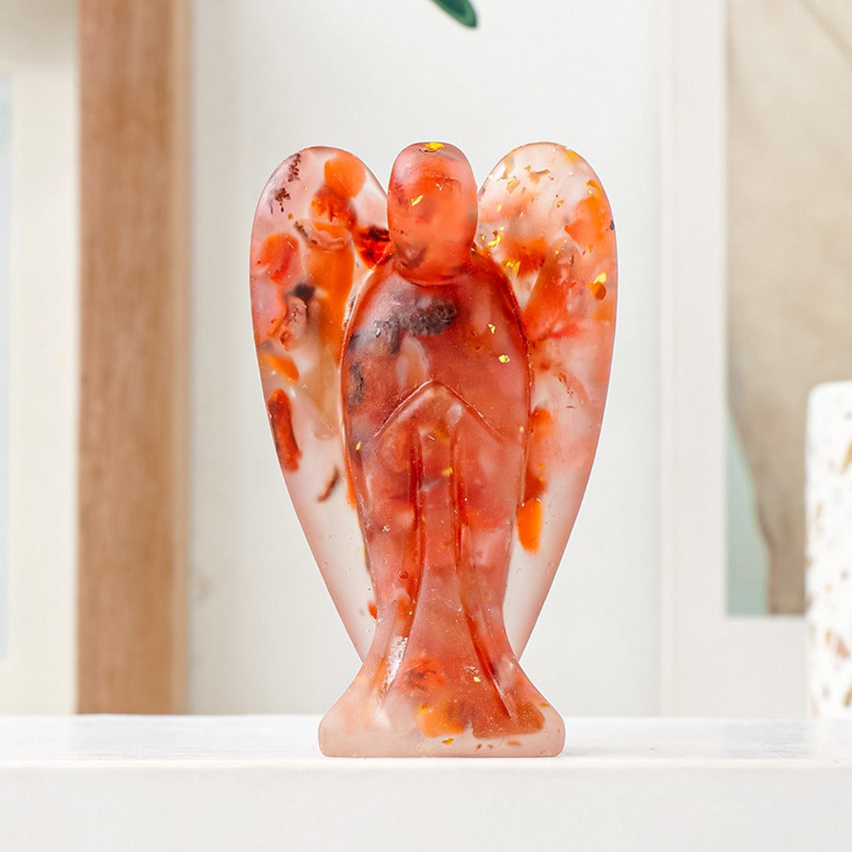Crystal Epoxy Resin Angel Ornament Carvings 3.07"
