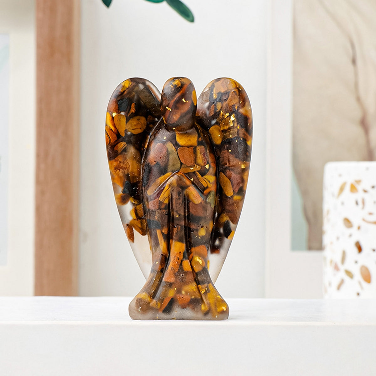 Crystal Epoxy Resin Angel Ornament Carvings 3.07"