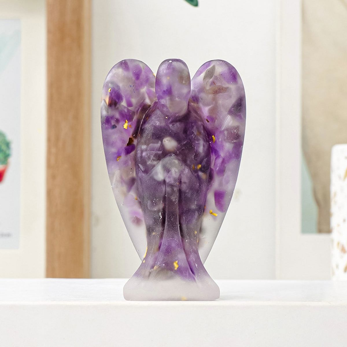 Crystal Epoxy Resin Angel Ornament Carvings 3.07"