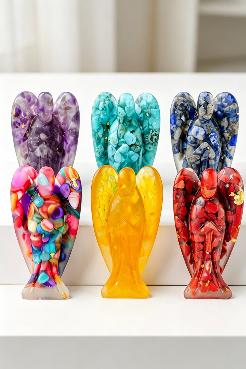 Crystal Epoxy Resin Angel Ornament Carvings 3.07"