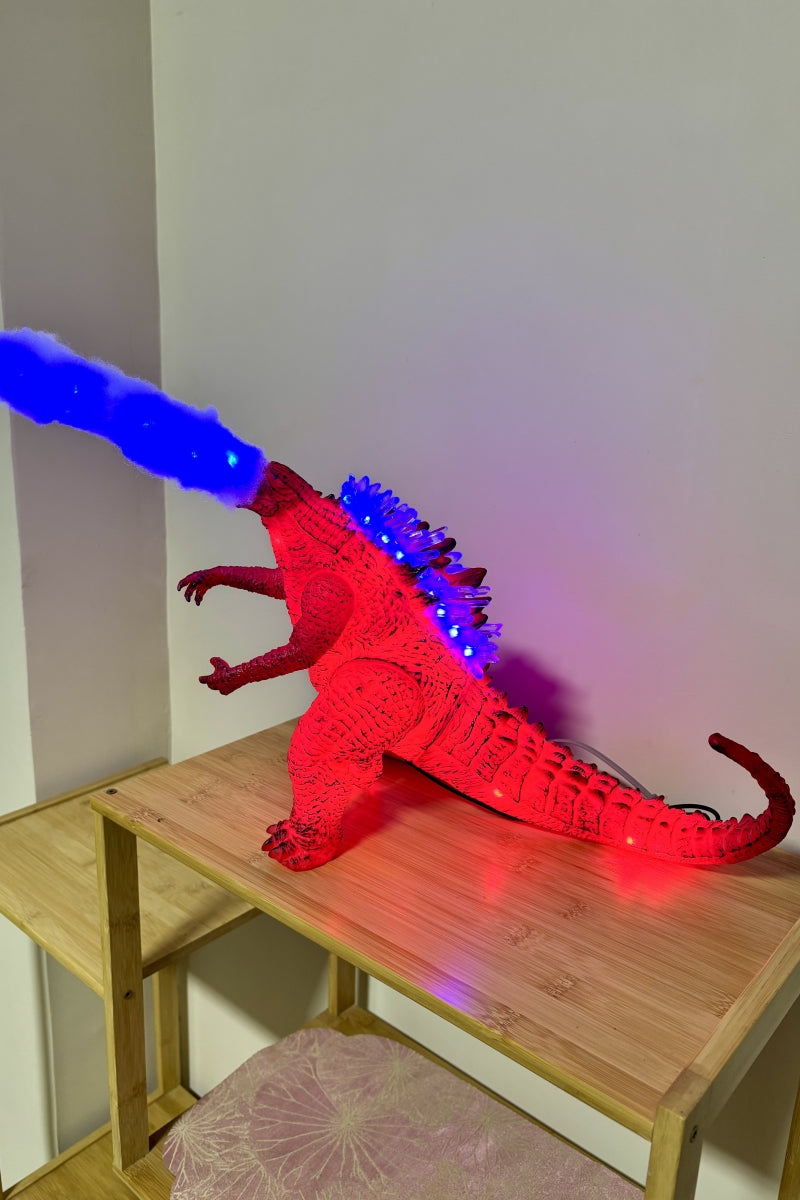 Crystal Godzilla Lamps with Spraying Flames Atomic Breath Effect Godzilla Lights