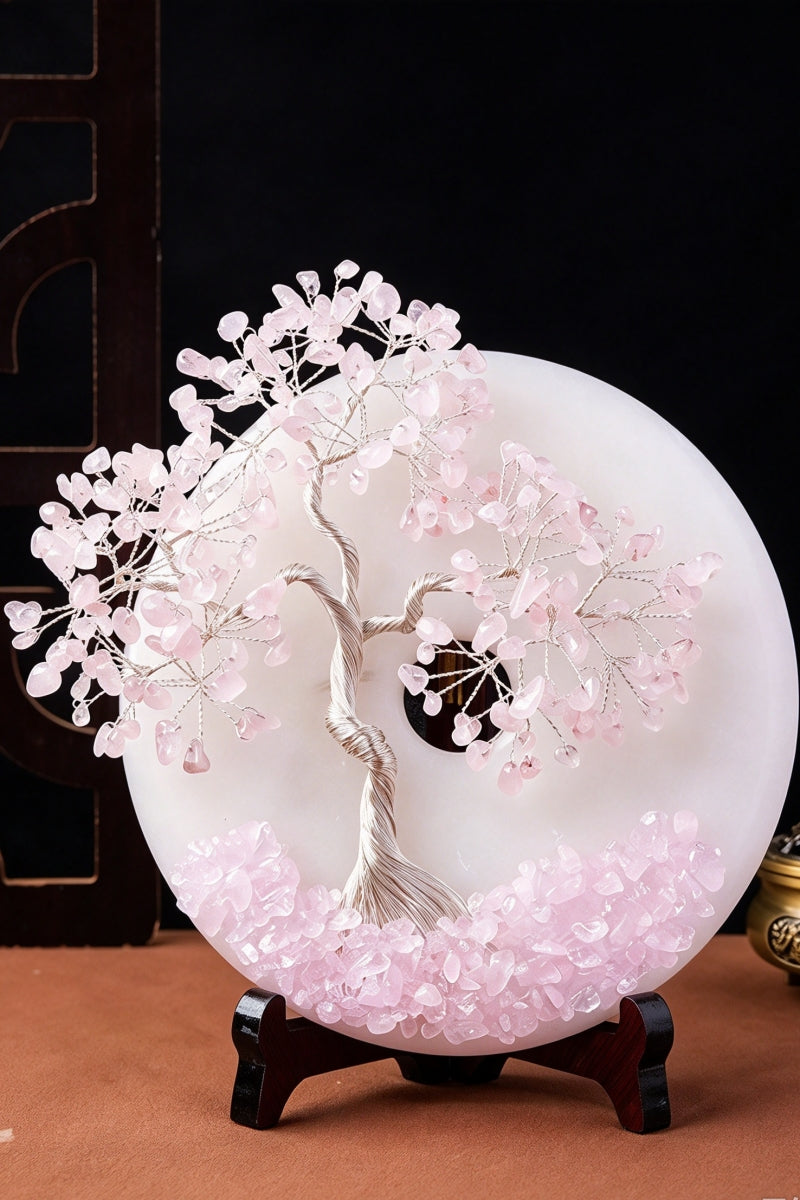 Crystal Gravel Money Tree White Jade Peace Pendant Home Decor with Free Holders