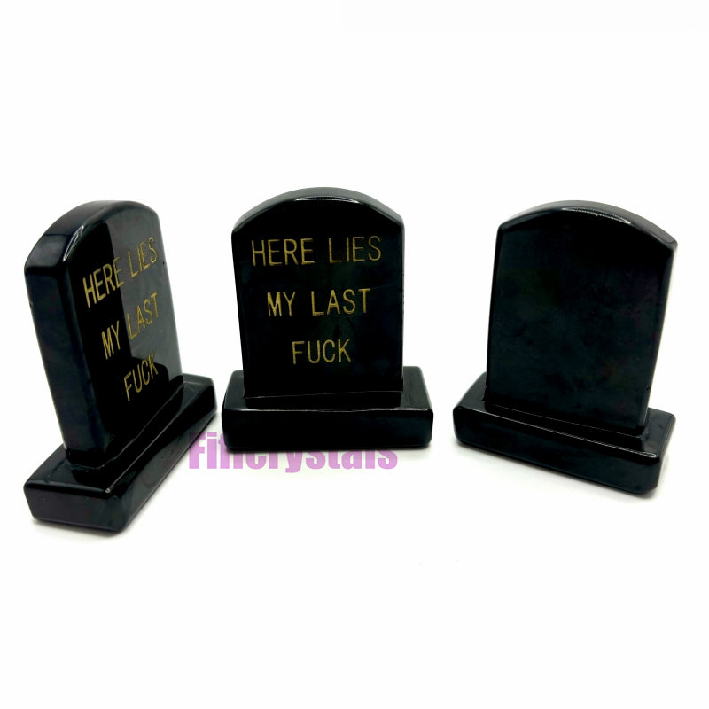 Crystal Halloween Tombstone Carving "Here Lies My Last F**K" Decor