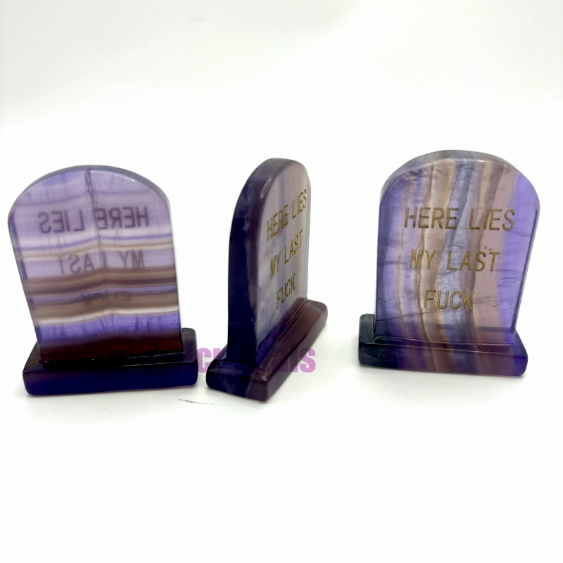 Crystal Halloween Tombstone Carving "Here Lies My Last F**K" Decor