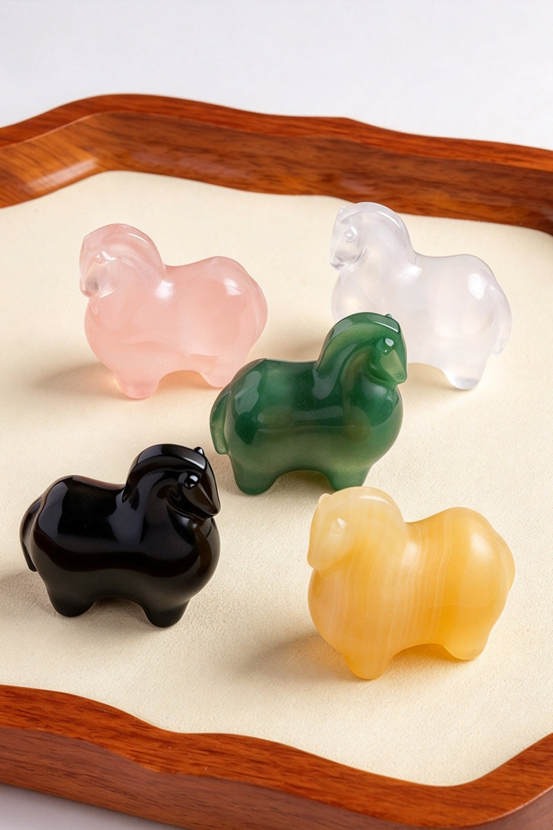 Crystal Horse Carving Ornament Home Decor 1.97"