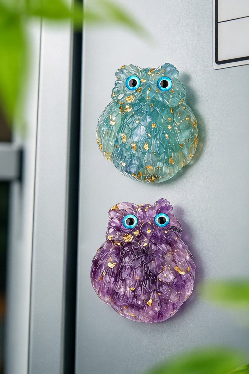 Crystal Owl Refrigerator Magnet Home Decor 2.17"