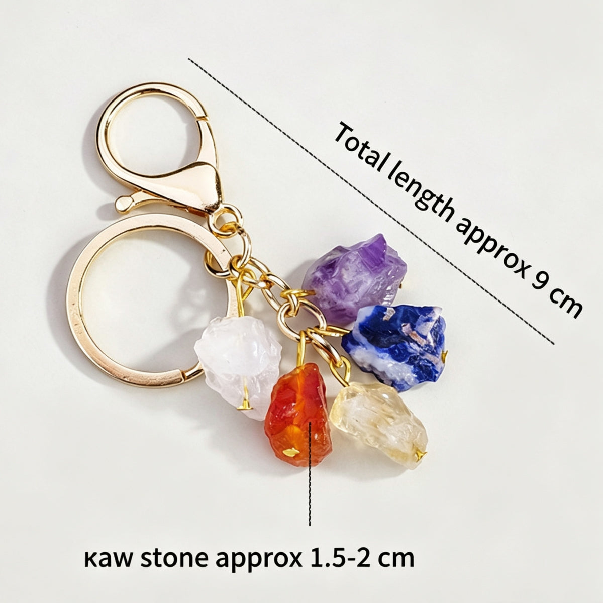 Crystal Raw Stone Keychain