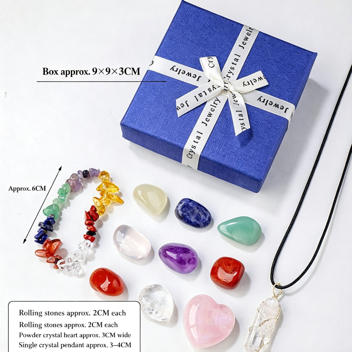 Crystal Raw Stone Rolling Stone Rainbow Stone Set