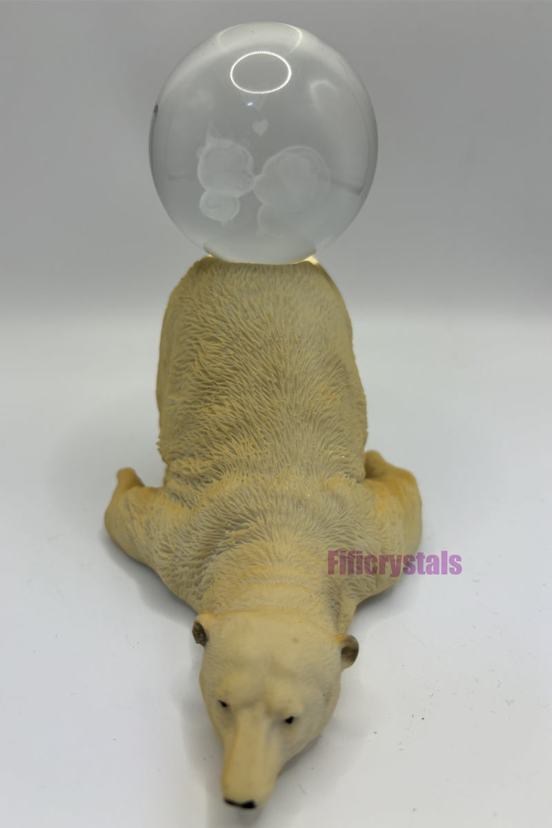 Crystal Sphere Holder Polar Bear Resin Ball Stand