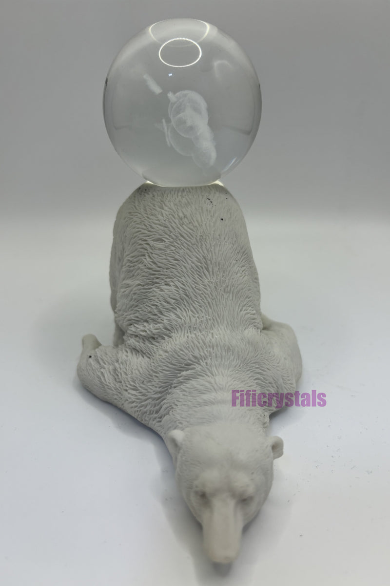 Crystal Sphere Holder Polar Bear Resin Ball Stand