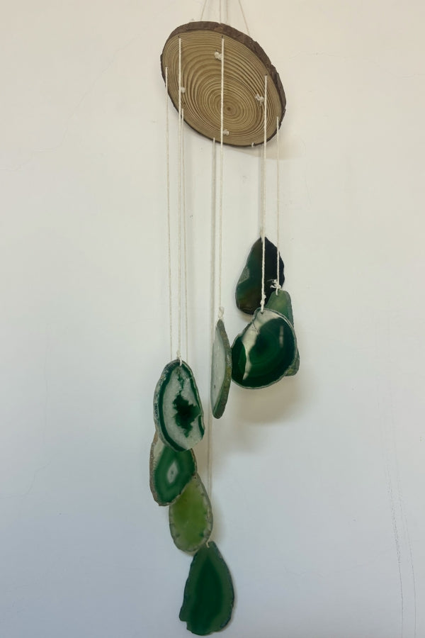 Crystal Wind Chimes Handcrafted Green Agate Windchime for Positive Energy