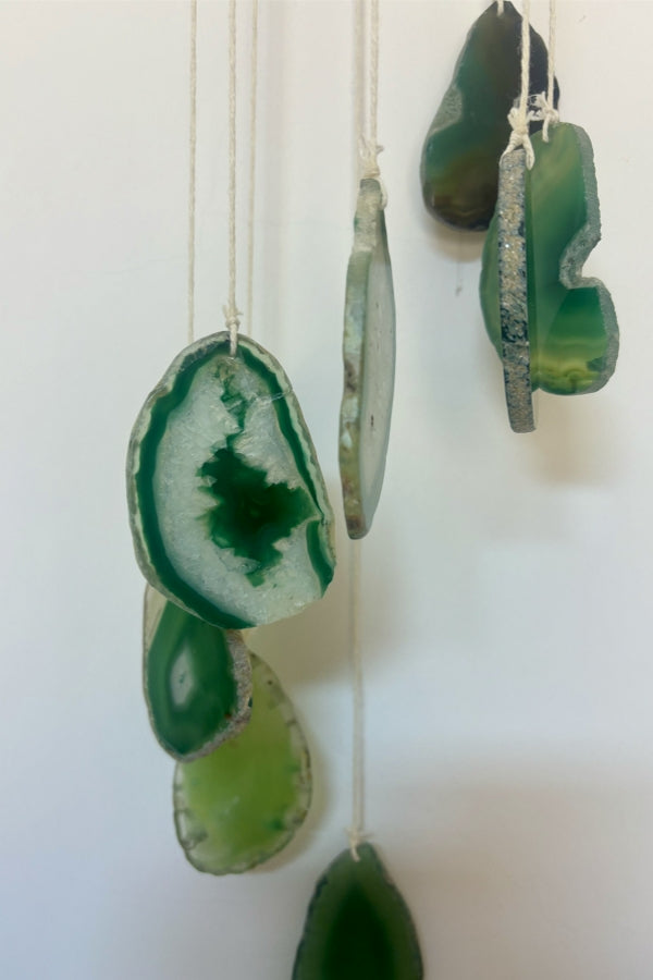 Crystal Wind Chimes Handcrafted Green Agate Windchime for Positive Energy