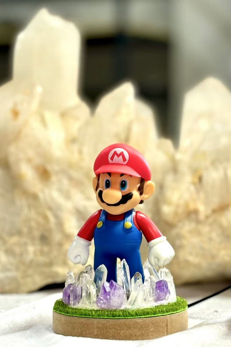 Cute Amethyst & Clear Quartz Mario Lamp USB