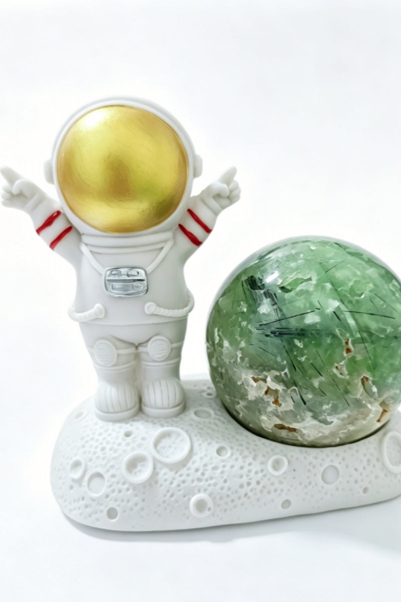 Cute Astronaut Standing on the Moon Resin Sphere Holders