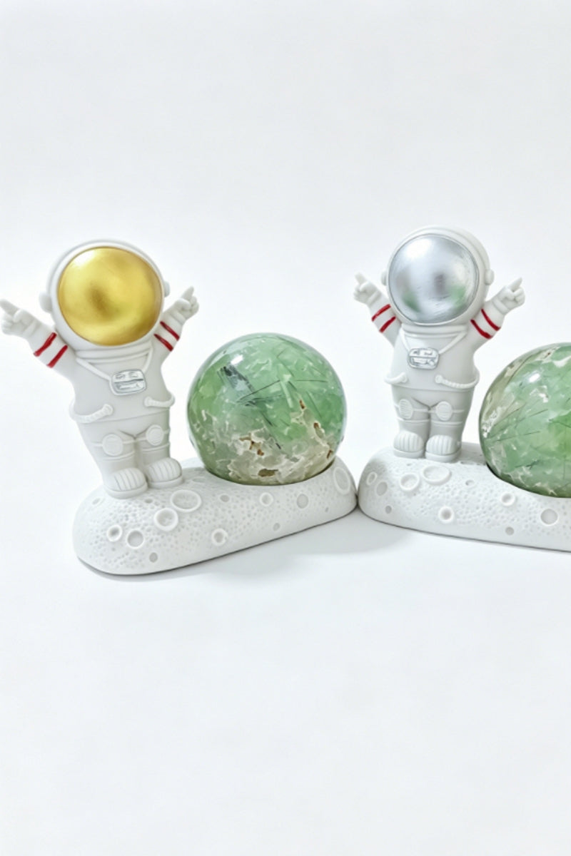 Cute Astronaut Standing on the Moon Resin Sphere Holders
