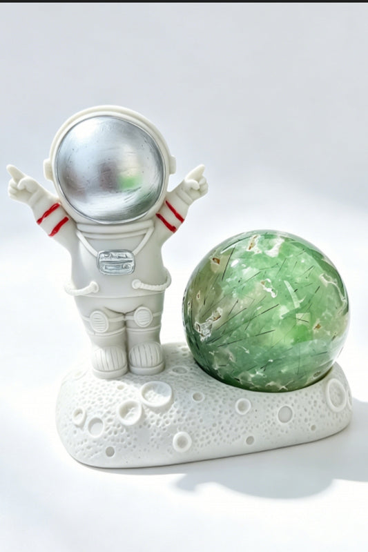 Cute Astronaut Standing on the Moon Resin Sphere Holders