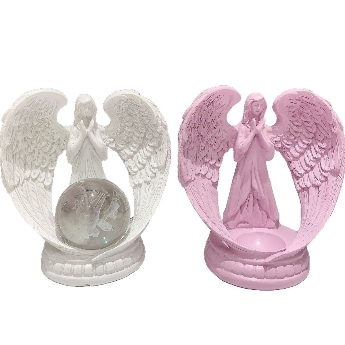 Cute White and Pink Angel Sphere Holders Ball Bases 5.9"